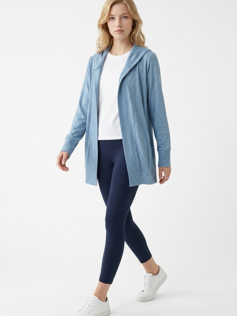 ATHLETA | Light Blue Hooded Open Front Cardigan Women’s Size X-Large